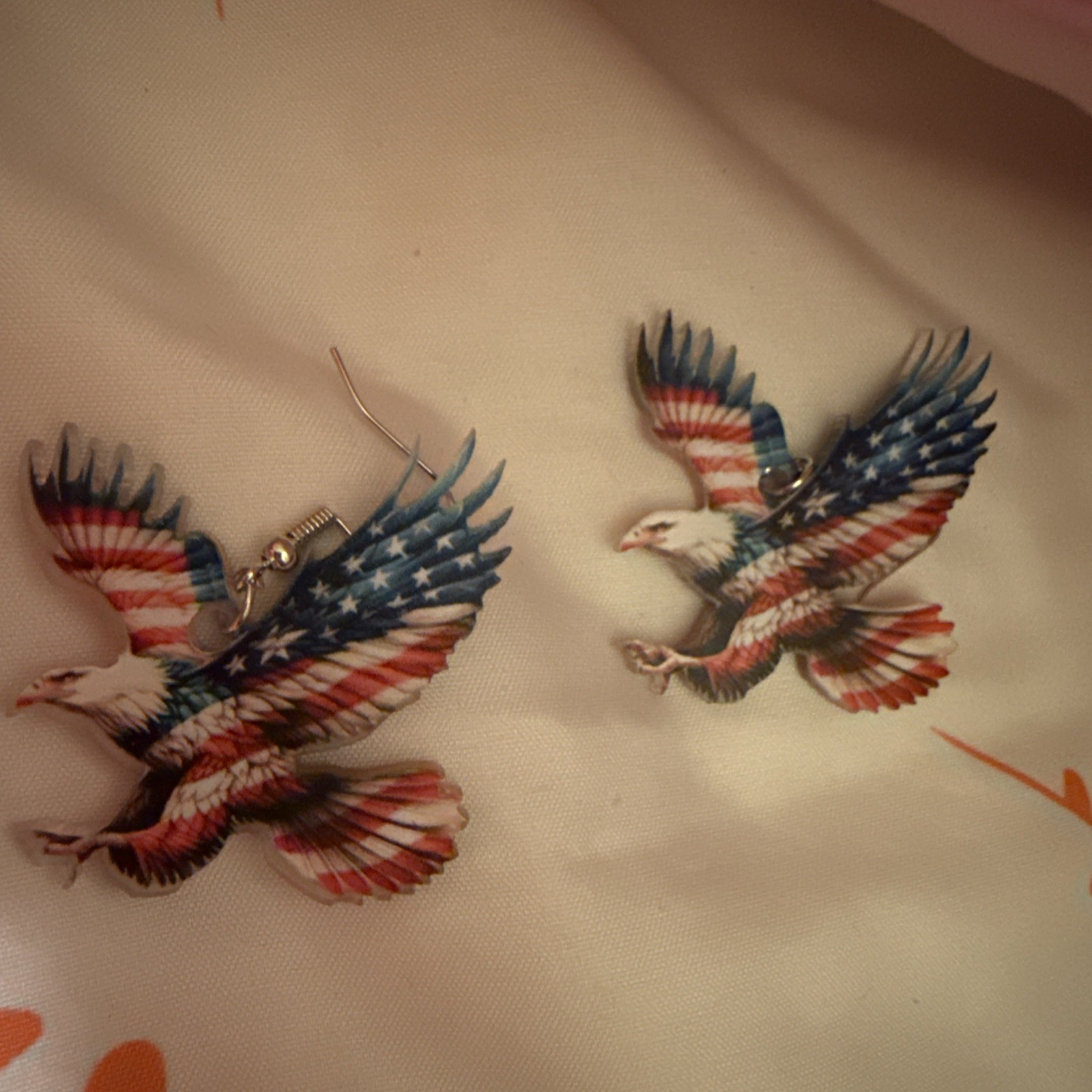 Patriotic Eagle Dangle Earrings With Stars And stripes