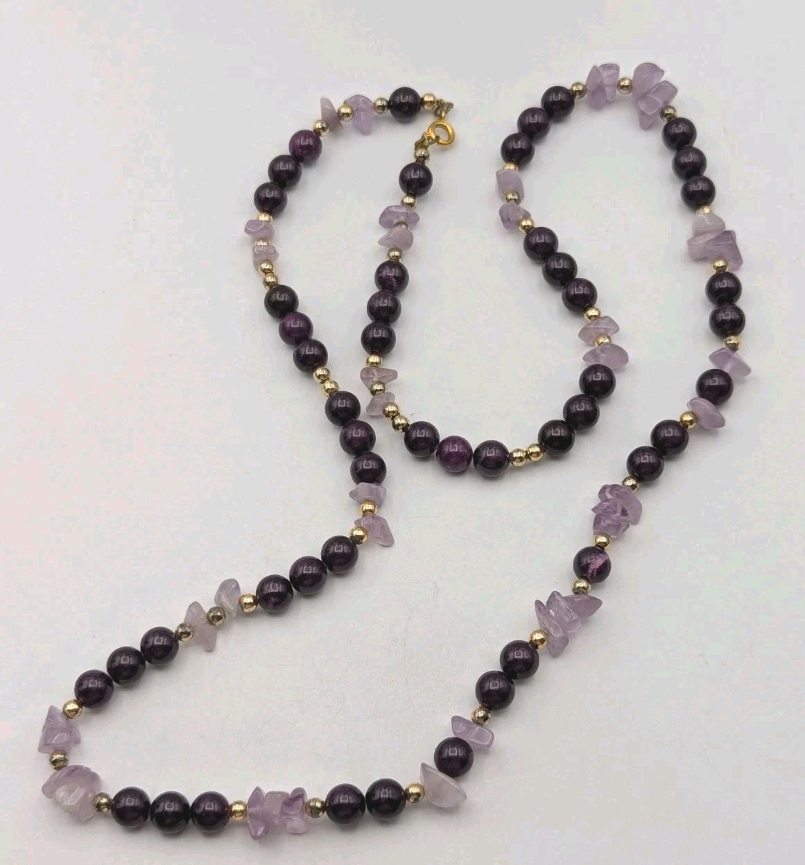 Vintage Amethyst & Purple Bead Necklace 27 Inch
