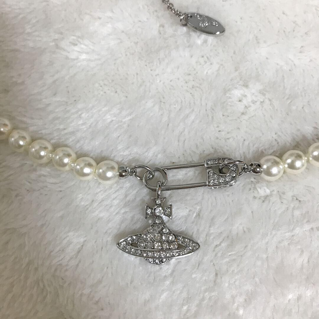 Vivienne Westwood Orb Necklace Choker White 1 Row Pearl Silver Outlet authentic