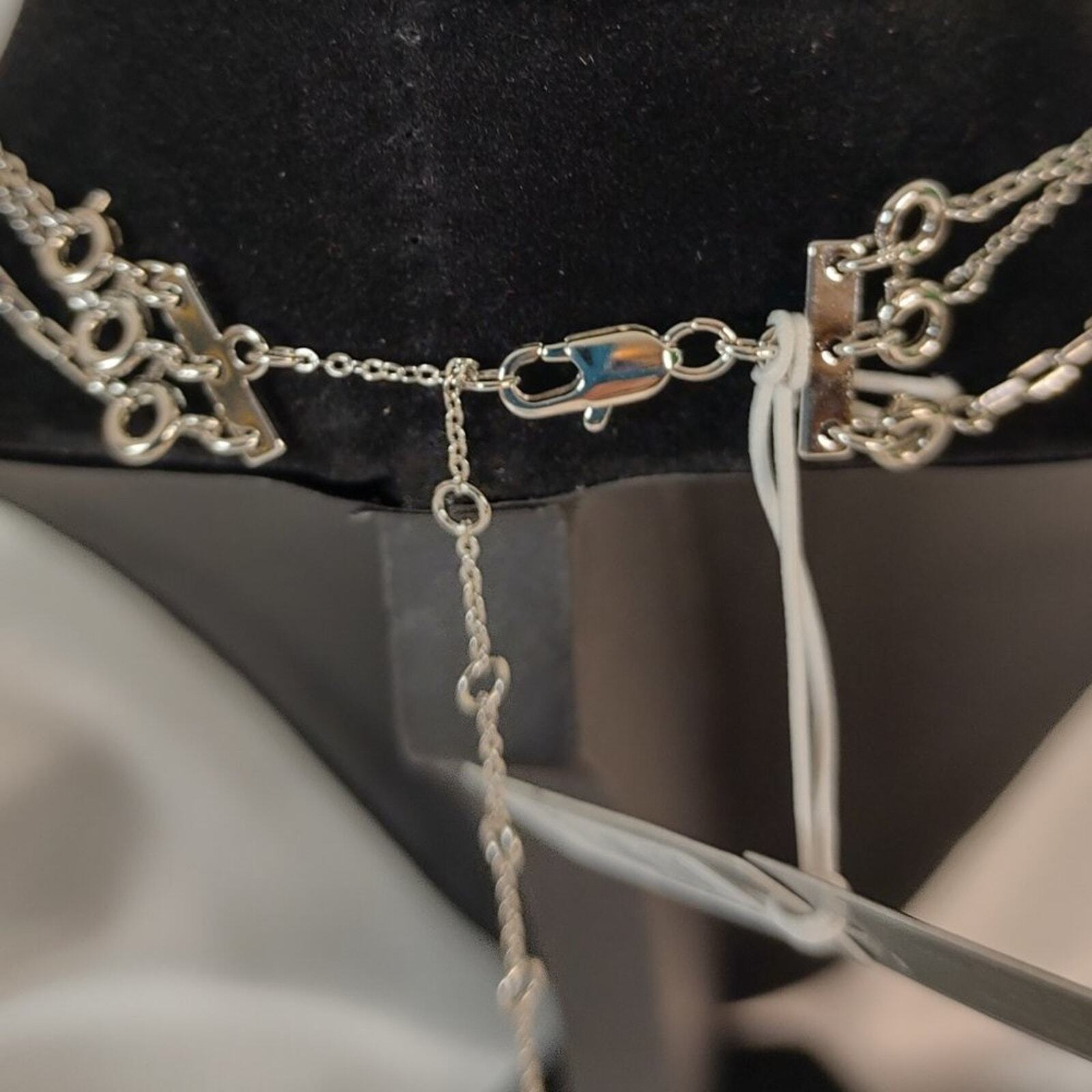 Layered Cubic Zirconia & Chain Collar Necklace