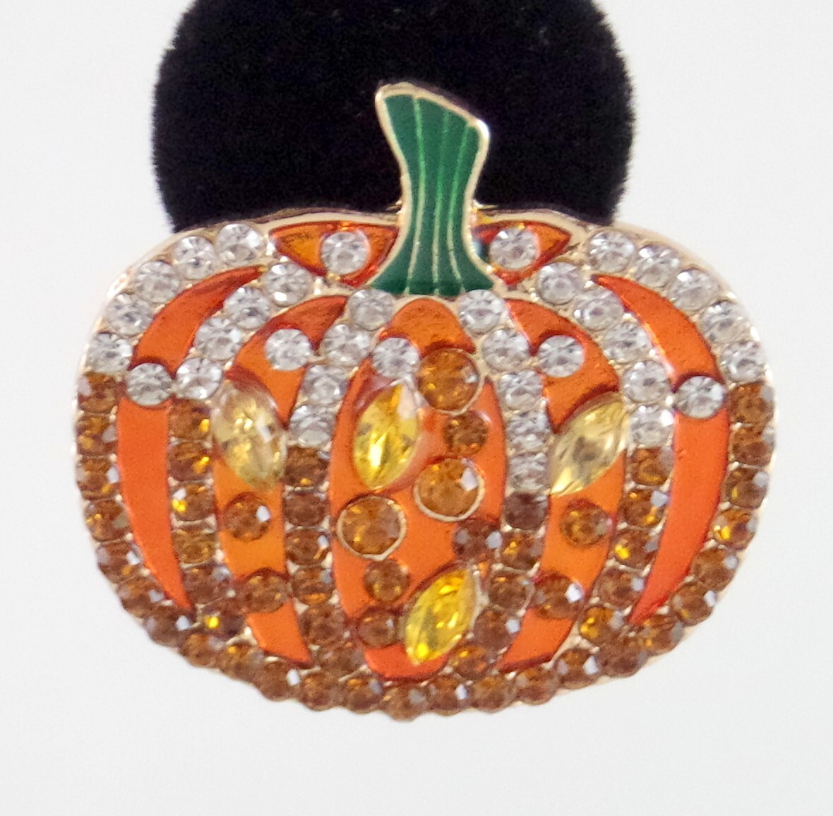 BIG BETSEY JOHNSON CRYSTAL RHINESTONE THANKSGIVING FALL AUTUMN PUMPKIN EARRINGS