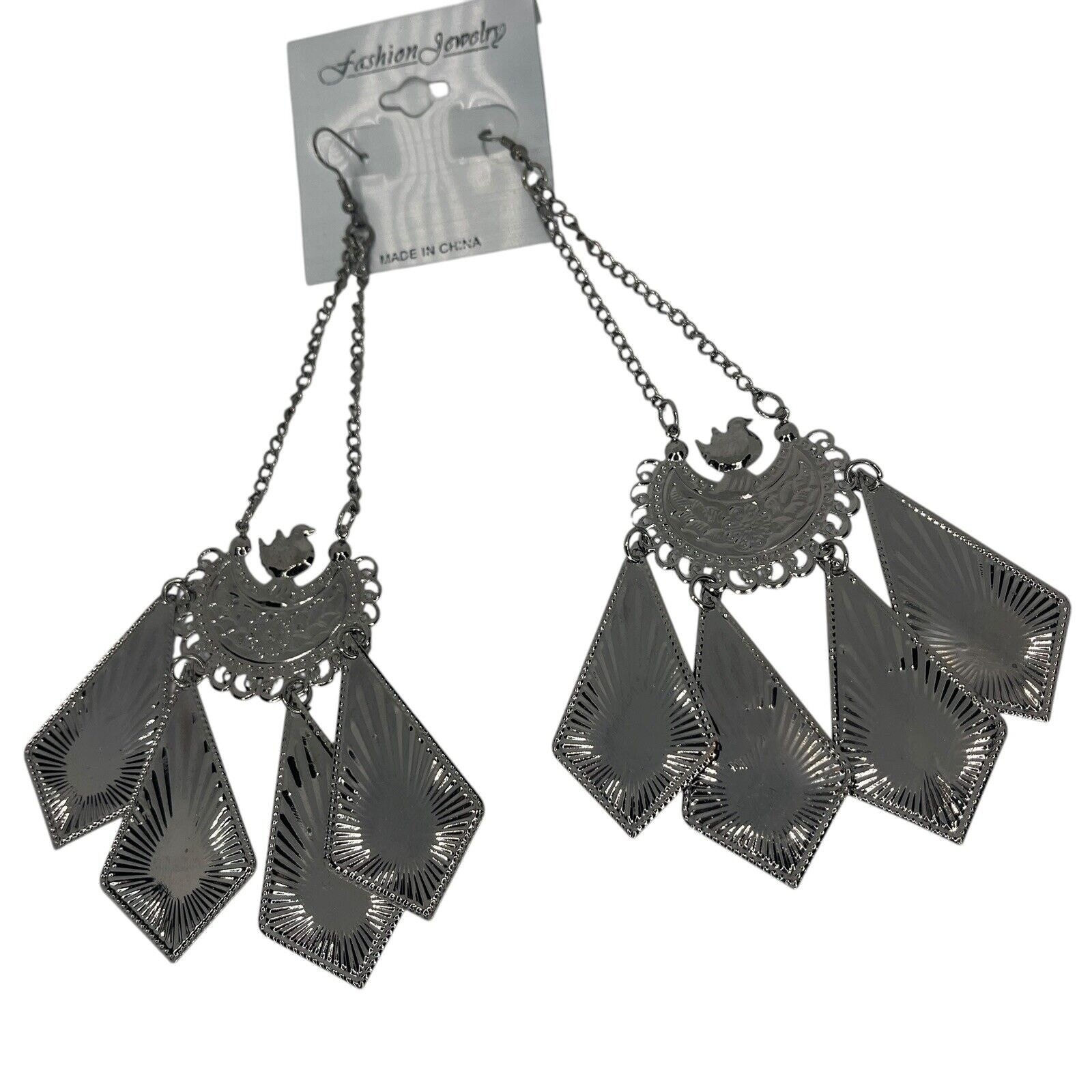 Black Tone Statement Drop Earrings Bird Animals Dangle Style Elegant Fashion
