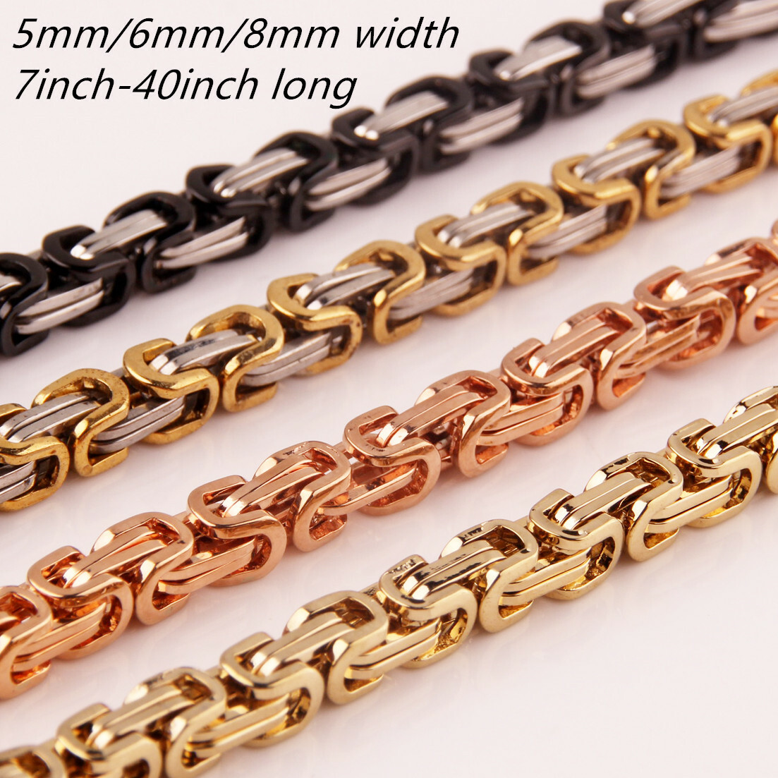 5/6/8mm Cut Byzantine Chain Stainless Steel Necklace or Bracelet for Women Men