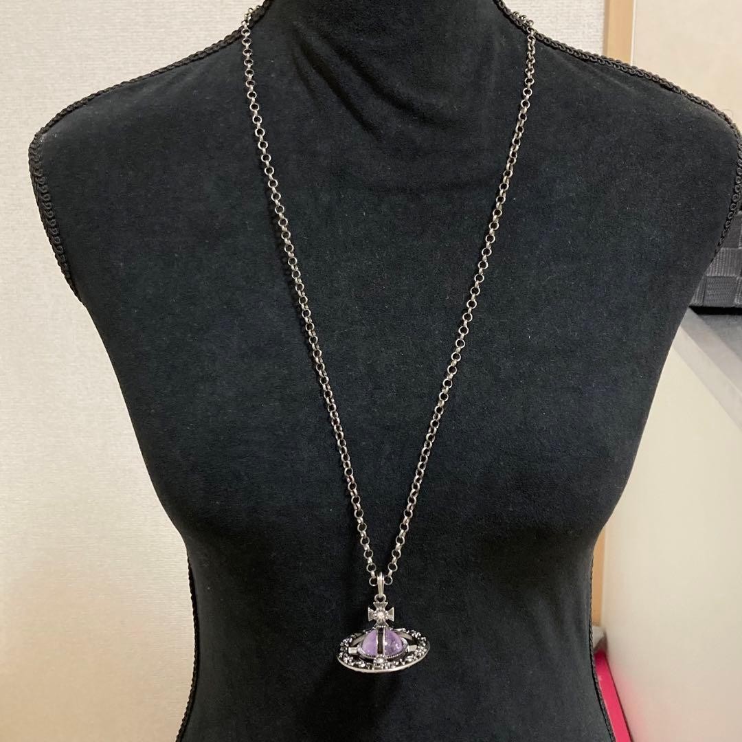 Vivienne Westwood Necklace Ornamental Small Orb Amethyst w/drawstring [EJ083