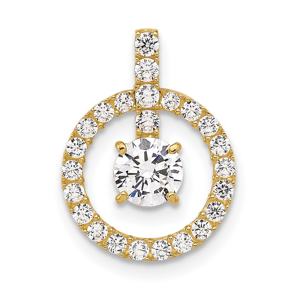 10k Yellow Gold Polished Cubic Zirconia Pendant 0.96gm L-16.9mm, W-12.7mm