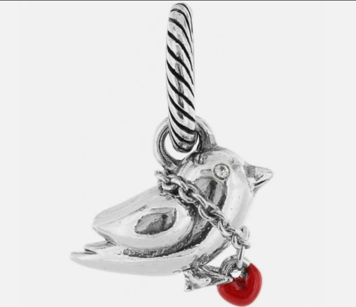 Brighton CHIRP AWAY Bird Enamel Red Heart Charm J97532 MSRP: $16 NEW