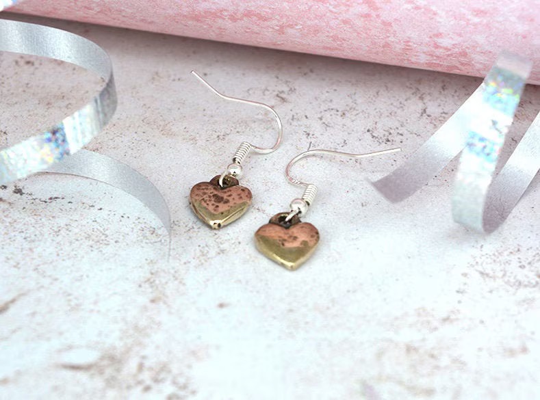 8th Anniversary Bronze Earrings Heart for Wife Gift UK
