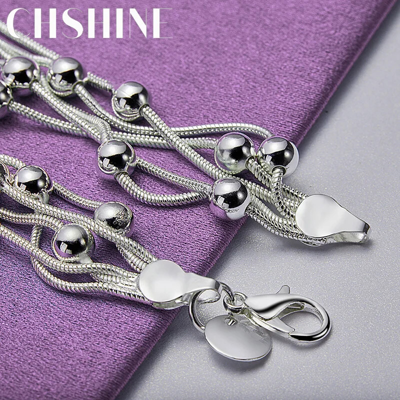 CHSHINE 925 Sterling Silver Five Snake Chain Bracelet Fashion Charm Jewelry