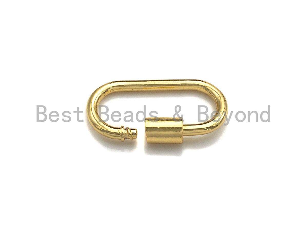 Oval Shape Clasp, CZ Pave Clasp, Gold/Silver/Rose Gold Carabiner Clasp, H191