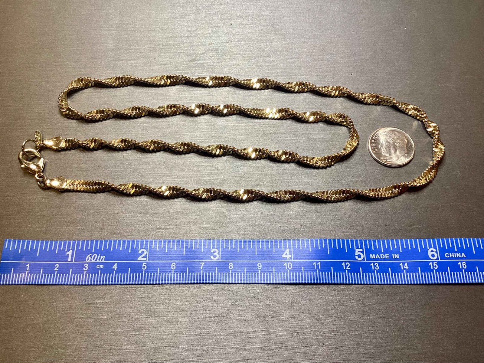 GIVENCHY 24” TWIST HERRINGBONE STYLE GOLD PLATED NECKLACE JEWELRY