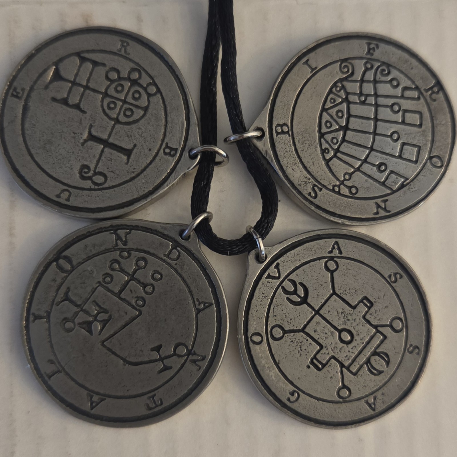 Lot of 4 Antique-Style Pendants or Talisman on String Sold AS SHOWN Lot.1S