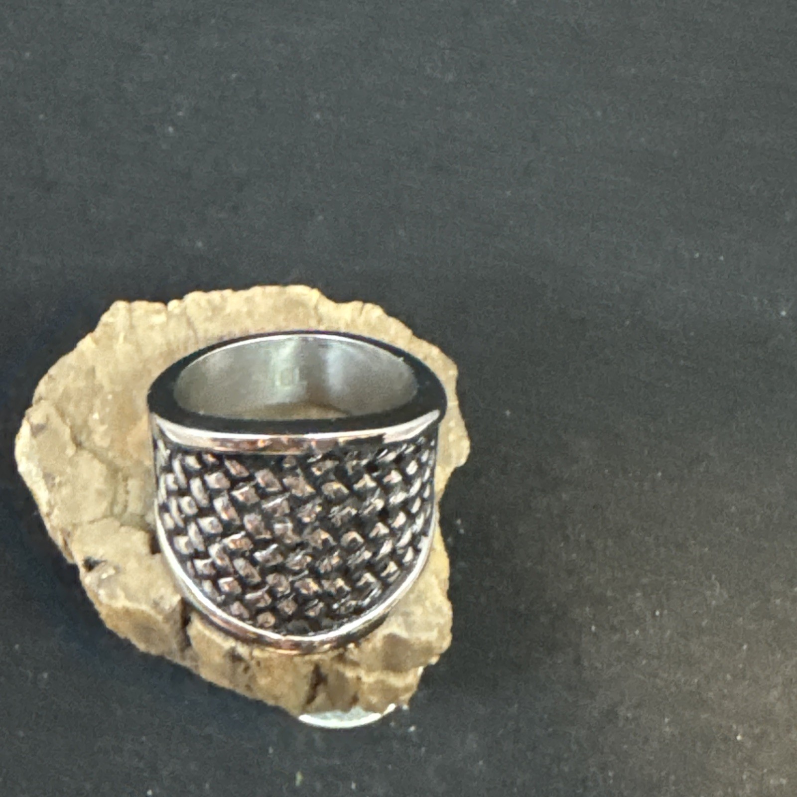 Stainless Steel Solid Woven Patterned Ring 25mm Face Width 9mm Band Width