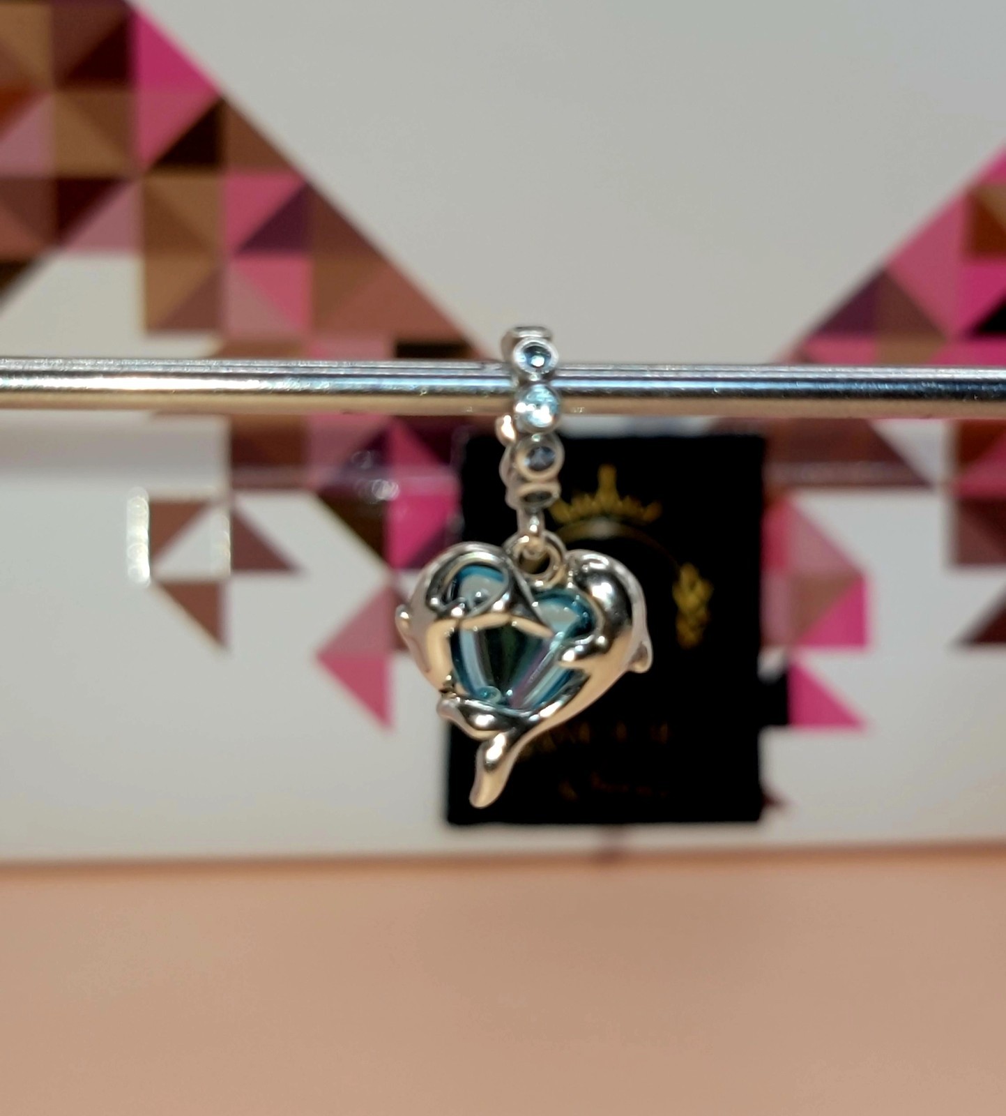 New Pandora Blue Murano Glass Dolphins Dangle Charm 925 # 793924C01 w/ Box E48
