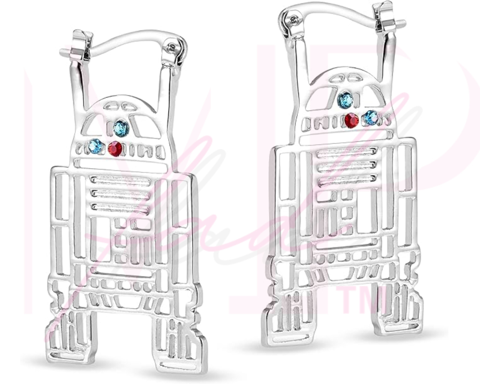 Star Wars Earring Snap Closure Cosplay Stainless Steel Silver Huggies R2-D2