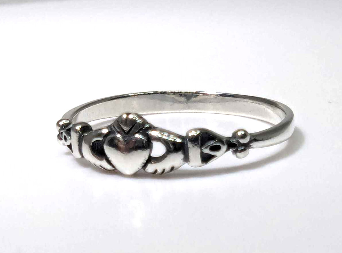 Claddagh Heart Celtic Design Ring New 925 Sterling Silver Band NEW