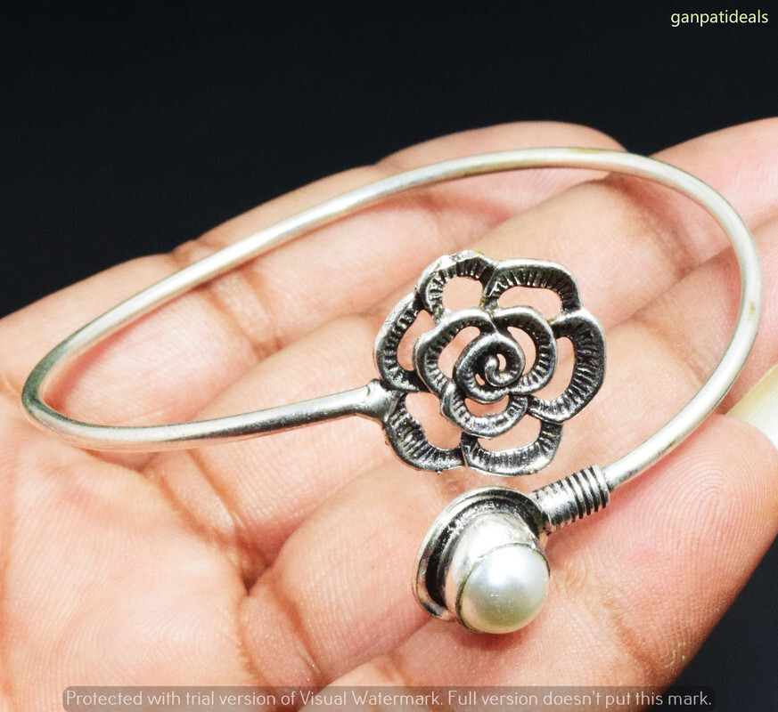 Biwa Pearl Gemstone Ethnic Handmade Adjustable Bangle Jewelry 8GM GBN-11369