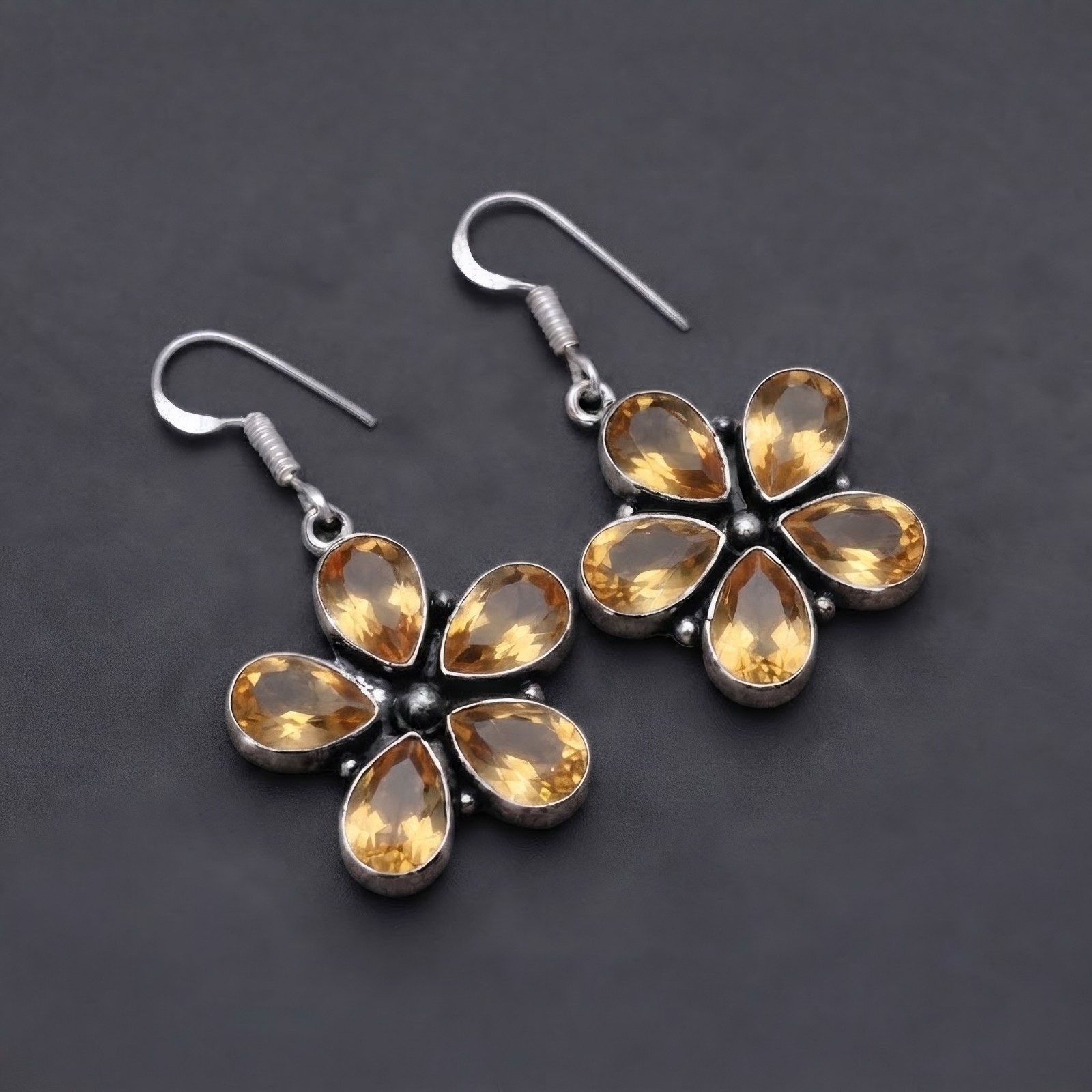 Citrine Silver Earring 925 Sterling Silver Handmade Gemstone Citrine Earring