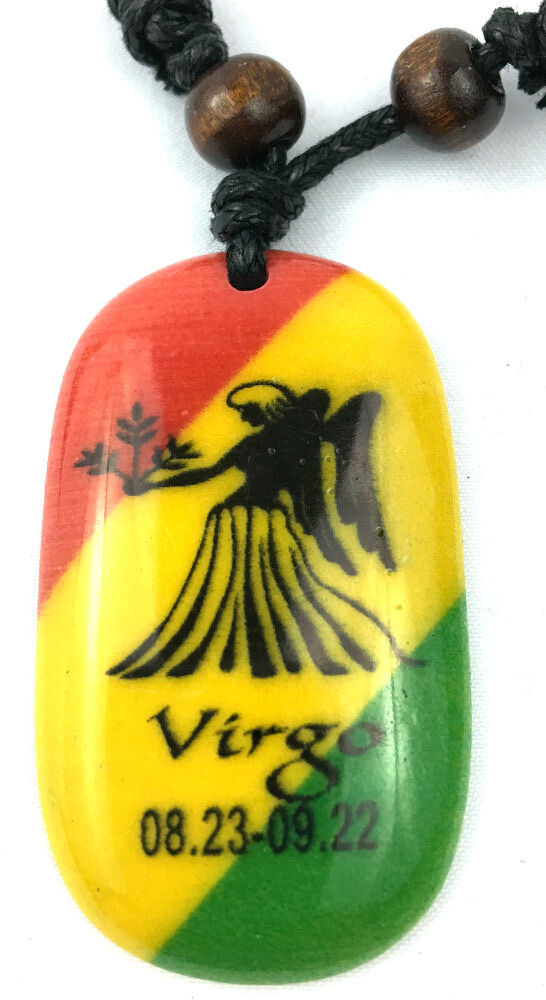 Rasta Zodiac Symbols Adjustable Sliding Knot Necklace Ceramic Astrology Sign