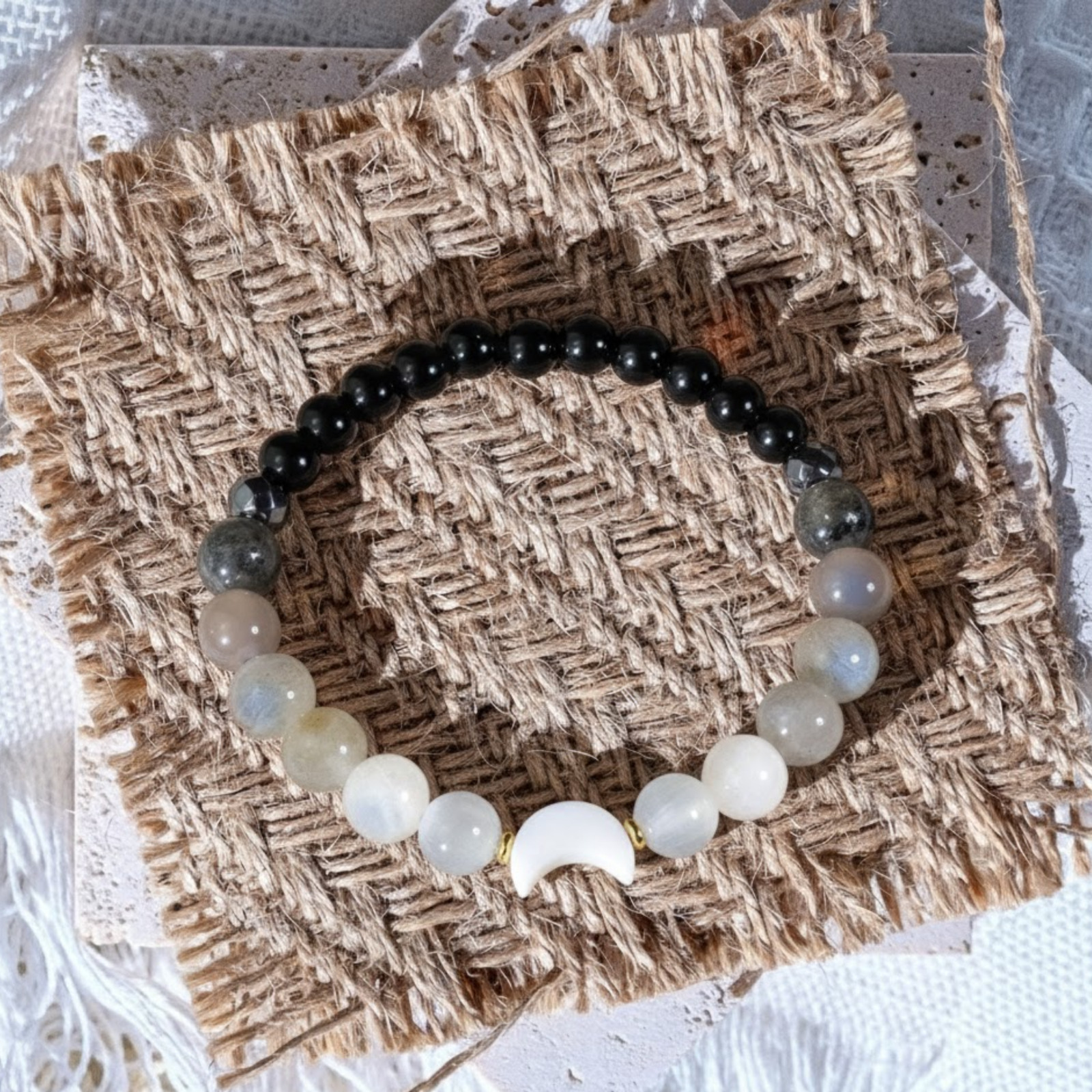 Moon Phase Moonstone Crystal Bracelet Lunar Energy Inner Peace Healing Jewelry