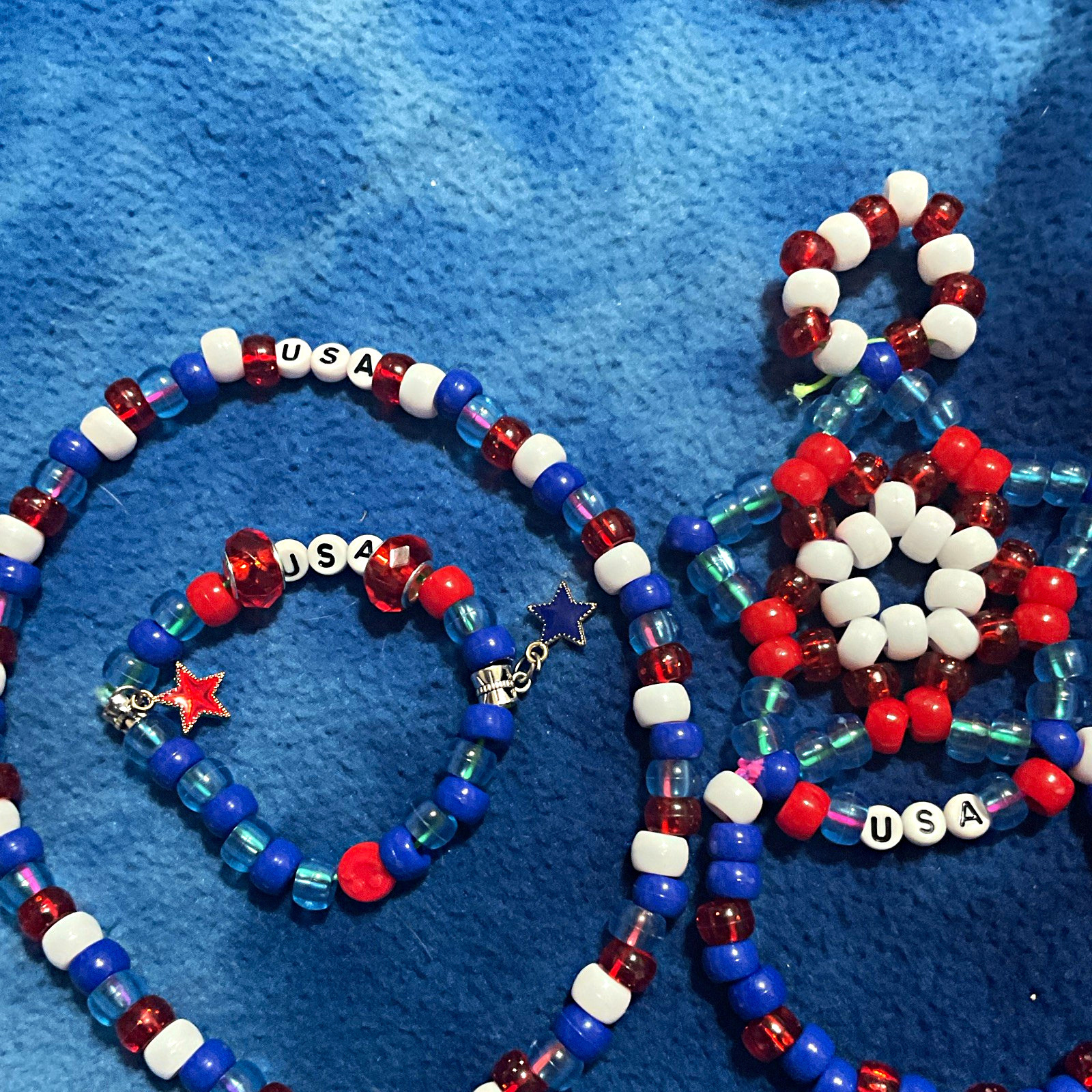 Red white blue USA Kandi bundle ￼