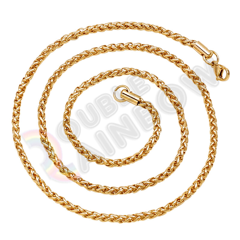 Men Stainless Steel Gold Necklace Wheat Braided Rope Chain 18-36″ Link *C20