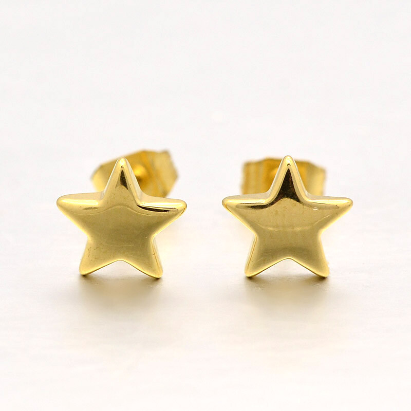 Gold Star Earrings Stud Post Celestial Jewelry Stainless Steel Hypoallergenic