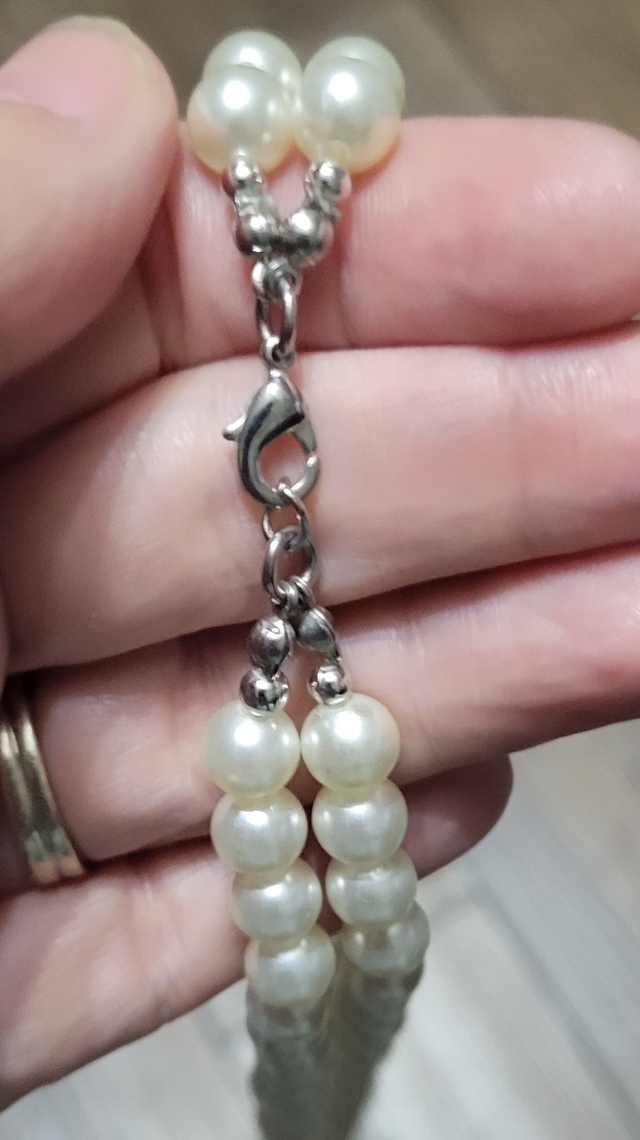 Faux Pearl Double Strand Necklace With Flower 35 In Beautiful