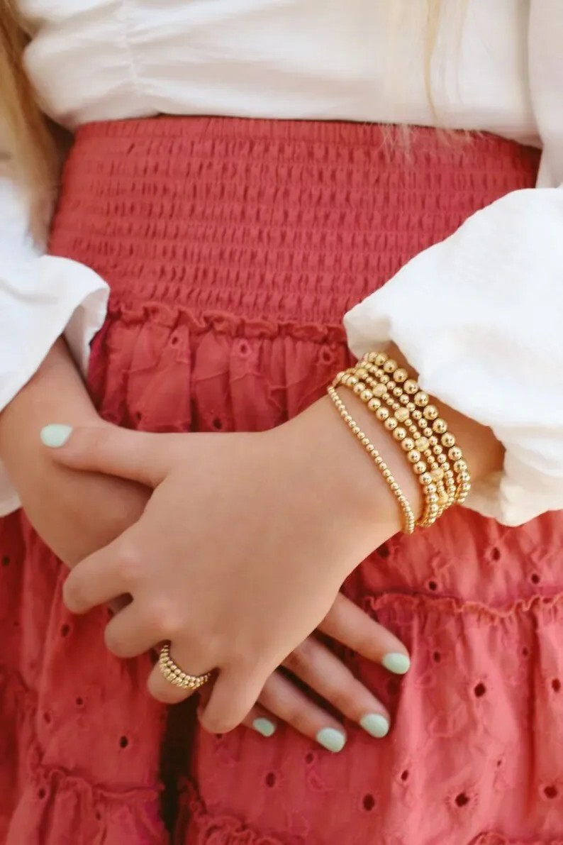 Gold Filled Small Beads Bracelet Layering Minimalist Simple Women Bracelet Gifts
