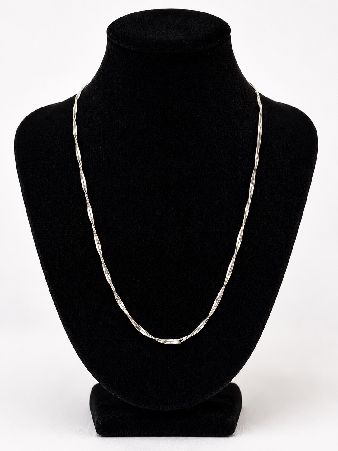LOFT Twisted Silver Tone Necklace Minimalist Modern Chain Necklace