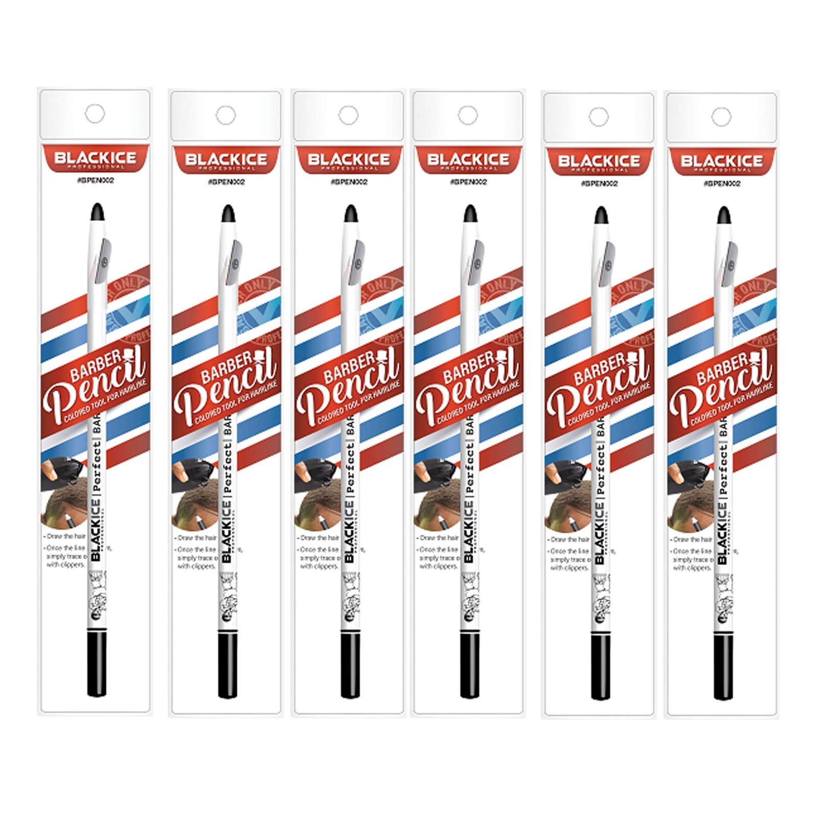 Black Ice Spray Barber Pencil (White) – 6 pieces White 6 Count (Pack of 1)