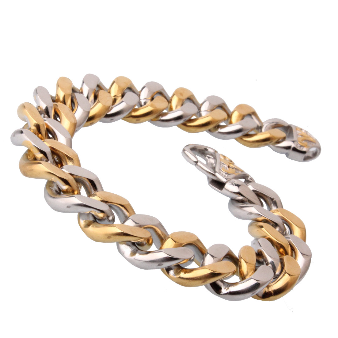 13/15mm Fashion Mens Chain Stainless Steel Curb Cuban Link Bracelet 7-11inch