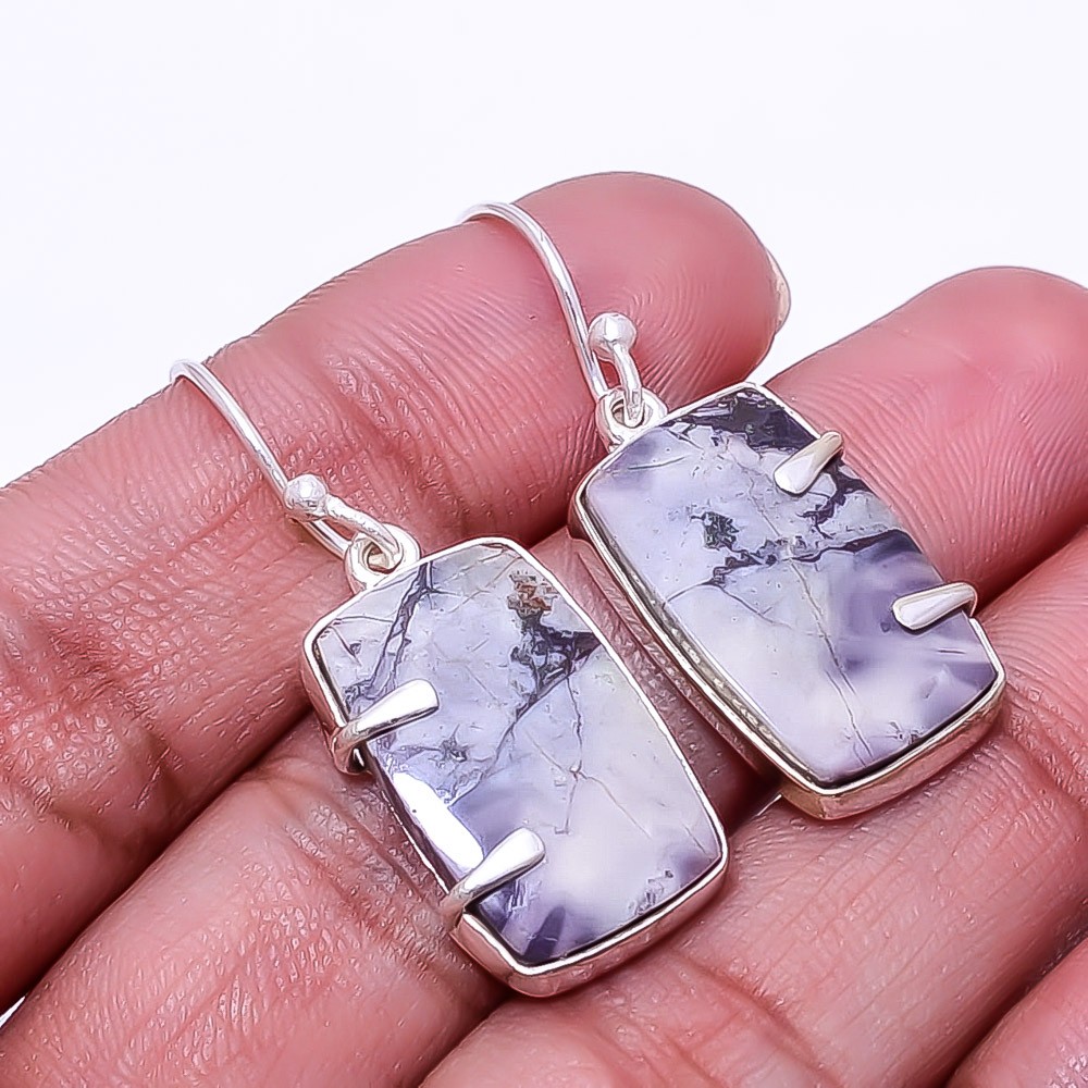 Mayan Porcelian Jasper 925 Sterling Silver Earring 1.56″ E60, Christmas Gift