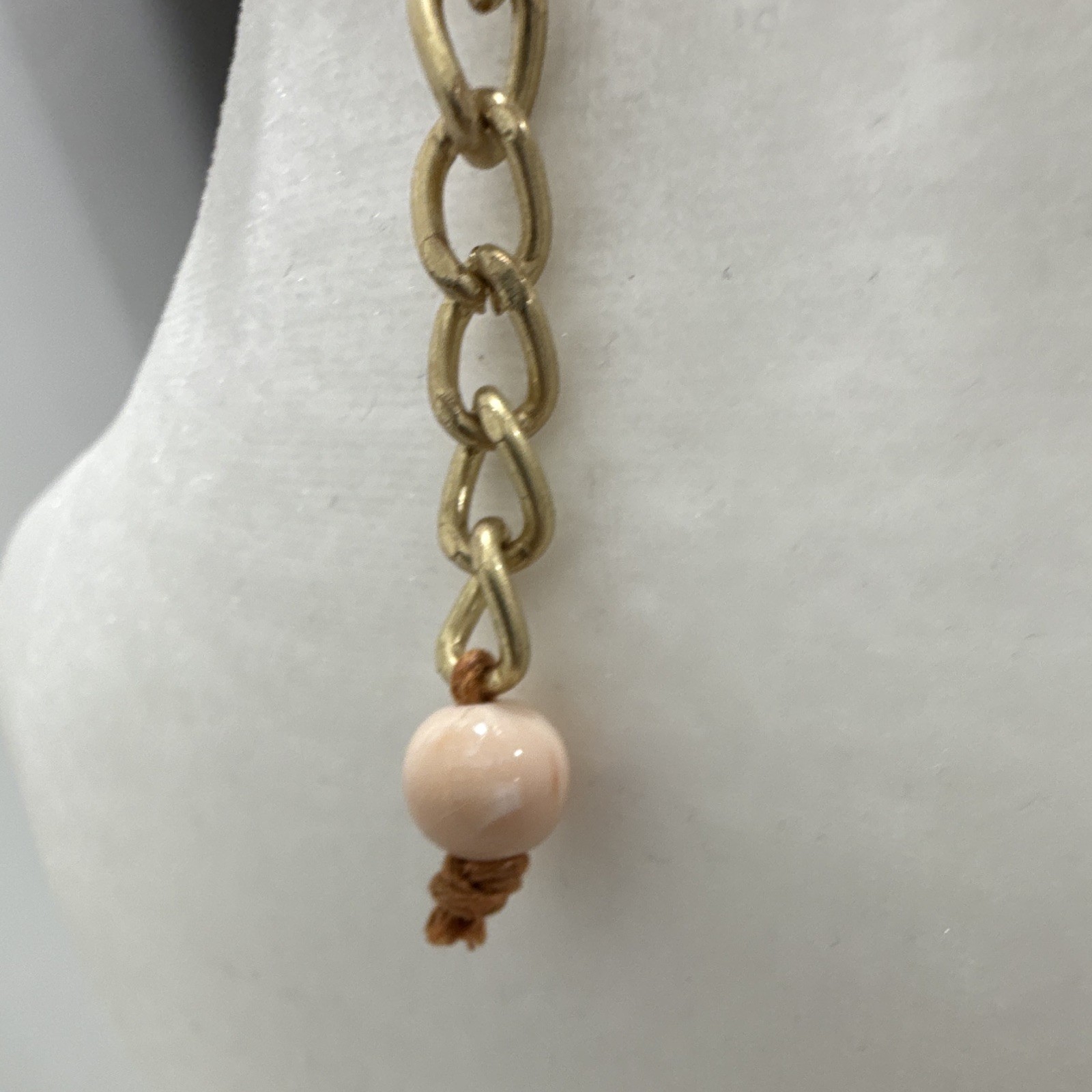 Beaded Statement Necklace Butterfly Charm Pendant Pink Brown Gold Adjustable