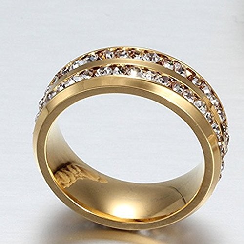 NL10 Mens Womens 8MM Titanium Stainless Steel High Polished 18K Gold Plated C…