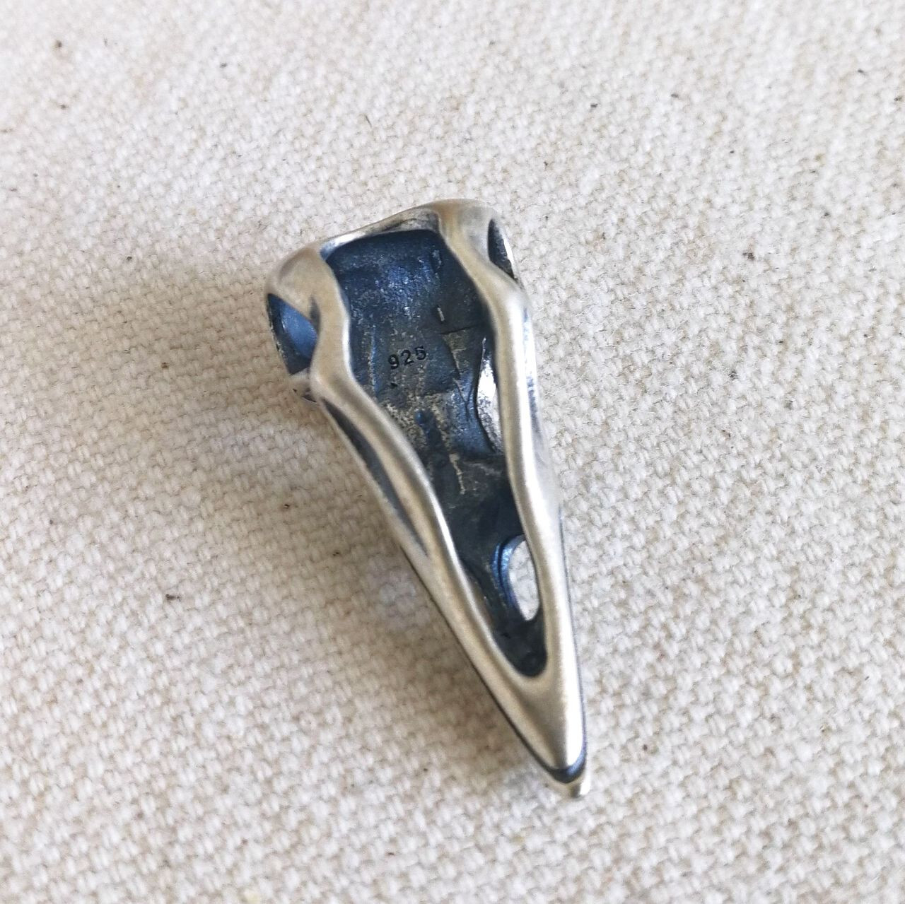 925 Sterling Silver Raven Crow Bird Skull Pendant Gothic Unique Unisex
