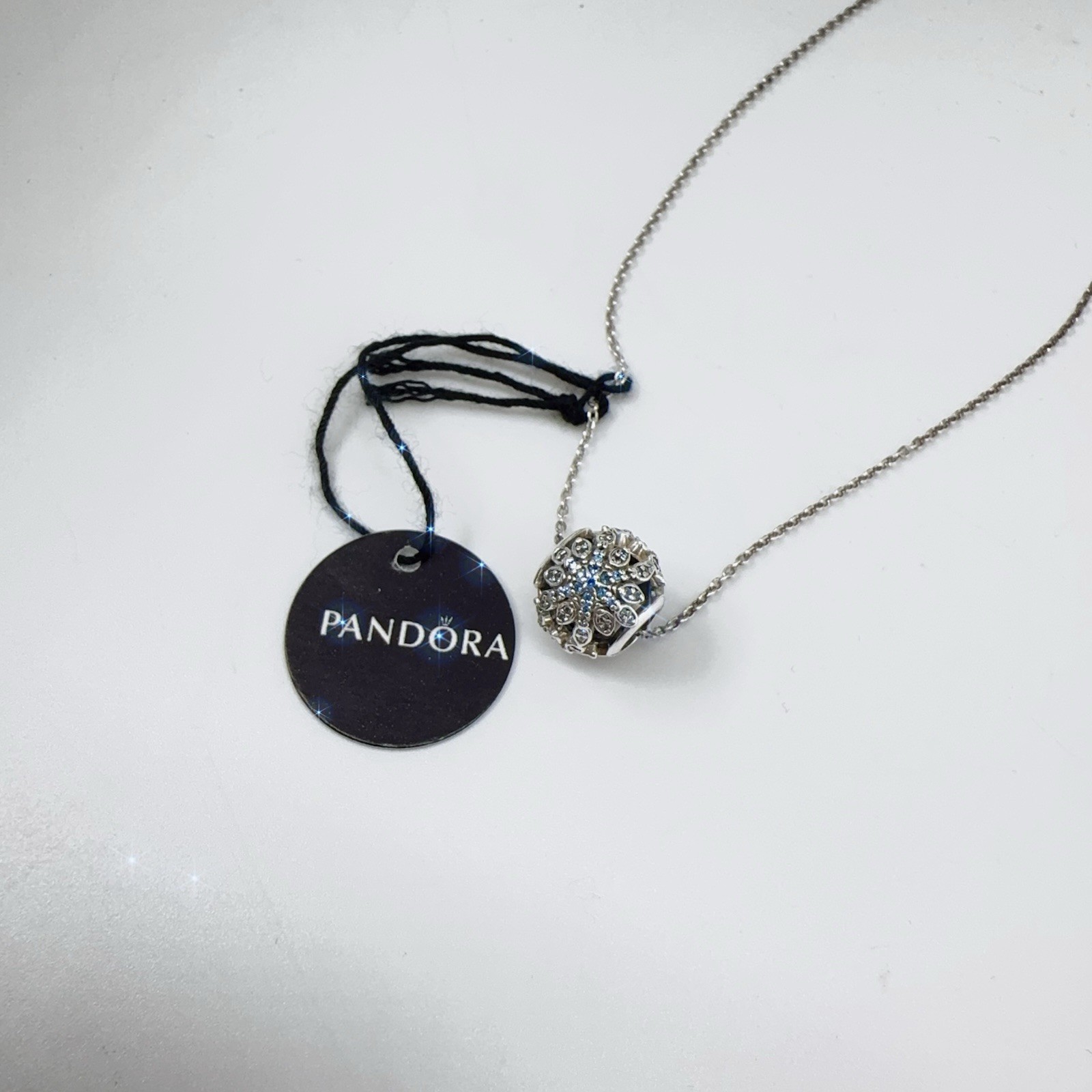Pandora Snowflake Charm with Necklace Blue Crystals Clear Zirconia 791760NBLMX