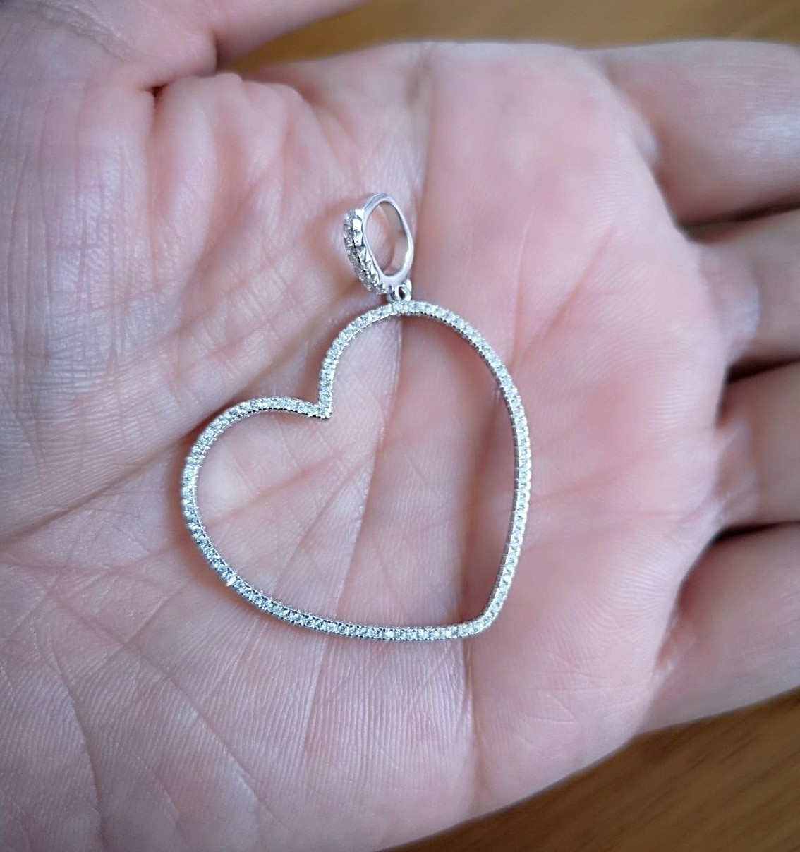 Heart Shape Simulated Diamond Pendant with Chain in 14K White Yellow Gold Finish