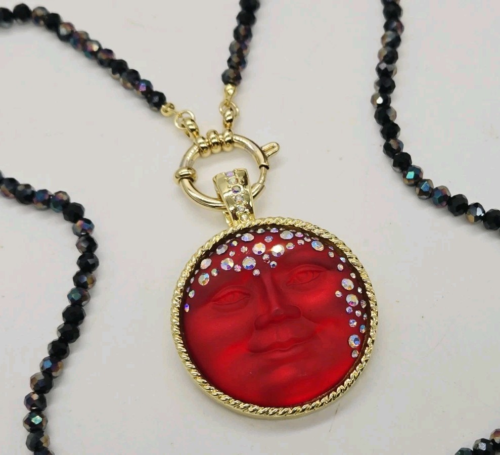 Kirks Folly Goddess Illusion 35mm Seaview Moon Foldover Pendant Red Black Magic