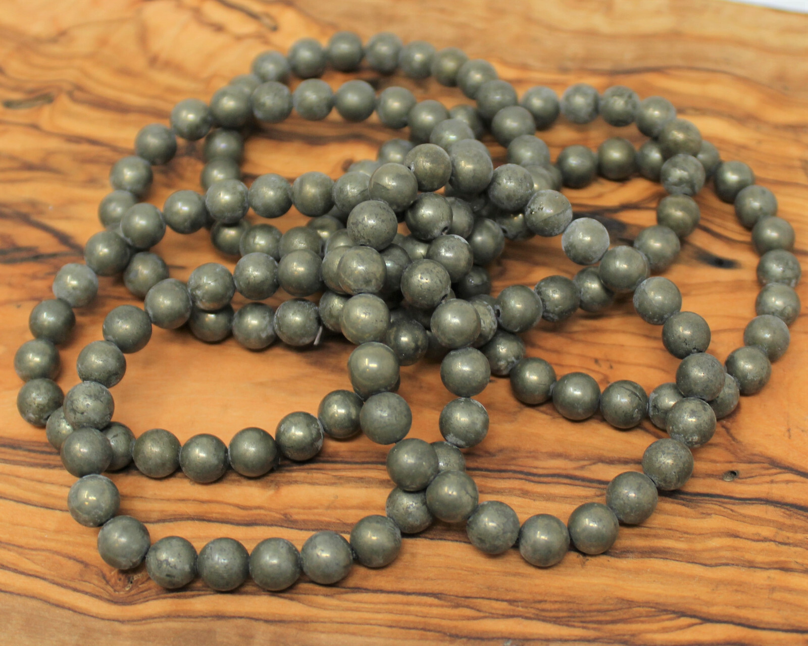 Pyrite Bead Bracelet: 8 mm Round Crystals (Natural Pyrite Stretch Bracelet)
