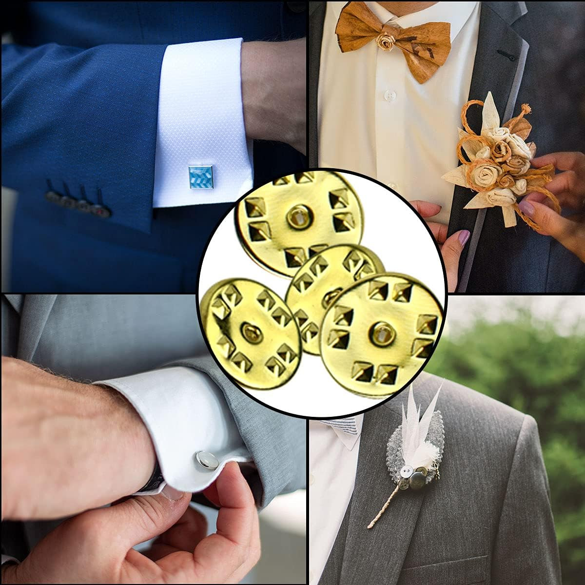 100PCS Pin Backs Metal Locking Pin Backs Brass Clutch For Brooch Tie Hat Badge