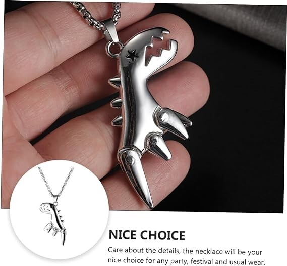 Movable Dinosaur Pendant Titanium Steel Necklace All-Match Stylish with Chain