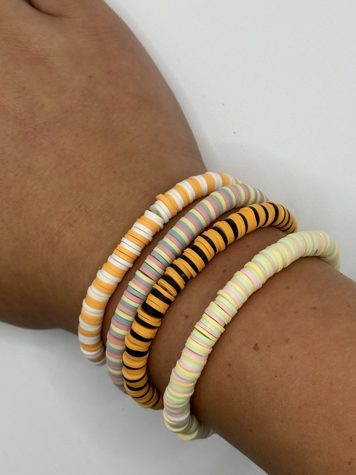 Clay Bead Homemade Bracelets Colorful Lot Of 4