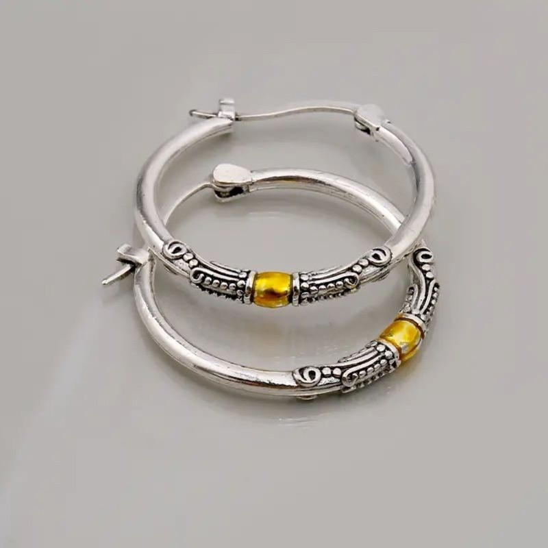 Vintage Textured Hoop Earrings Boho Ethnic Jewelry Daily Wear Accessory Gift