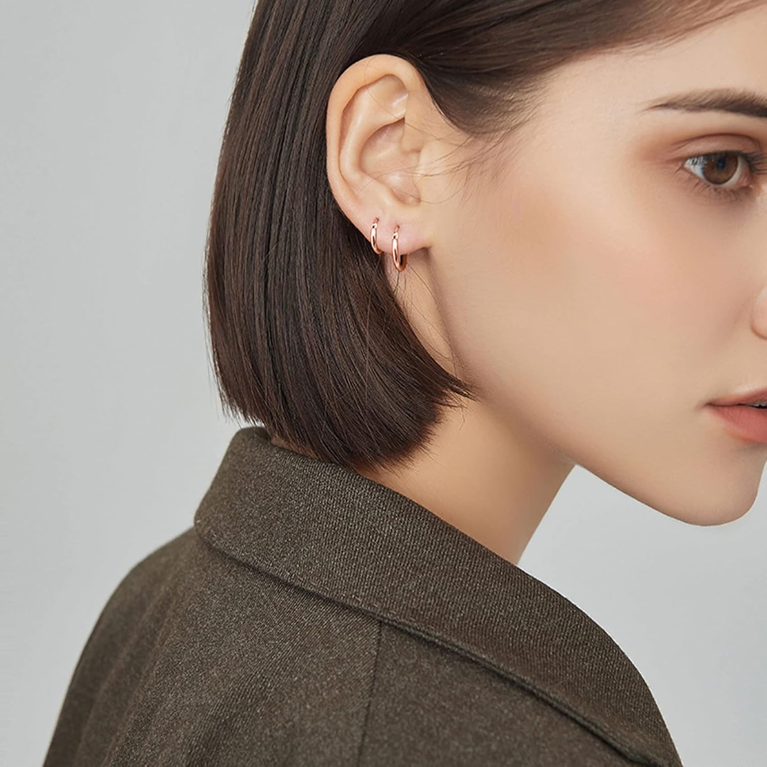 Gold Hoop Earrings for Women Sterling Silver Post Small Gold Hoop Earrings 14K R