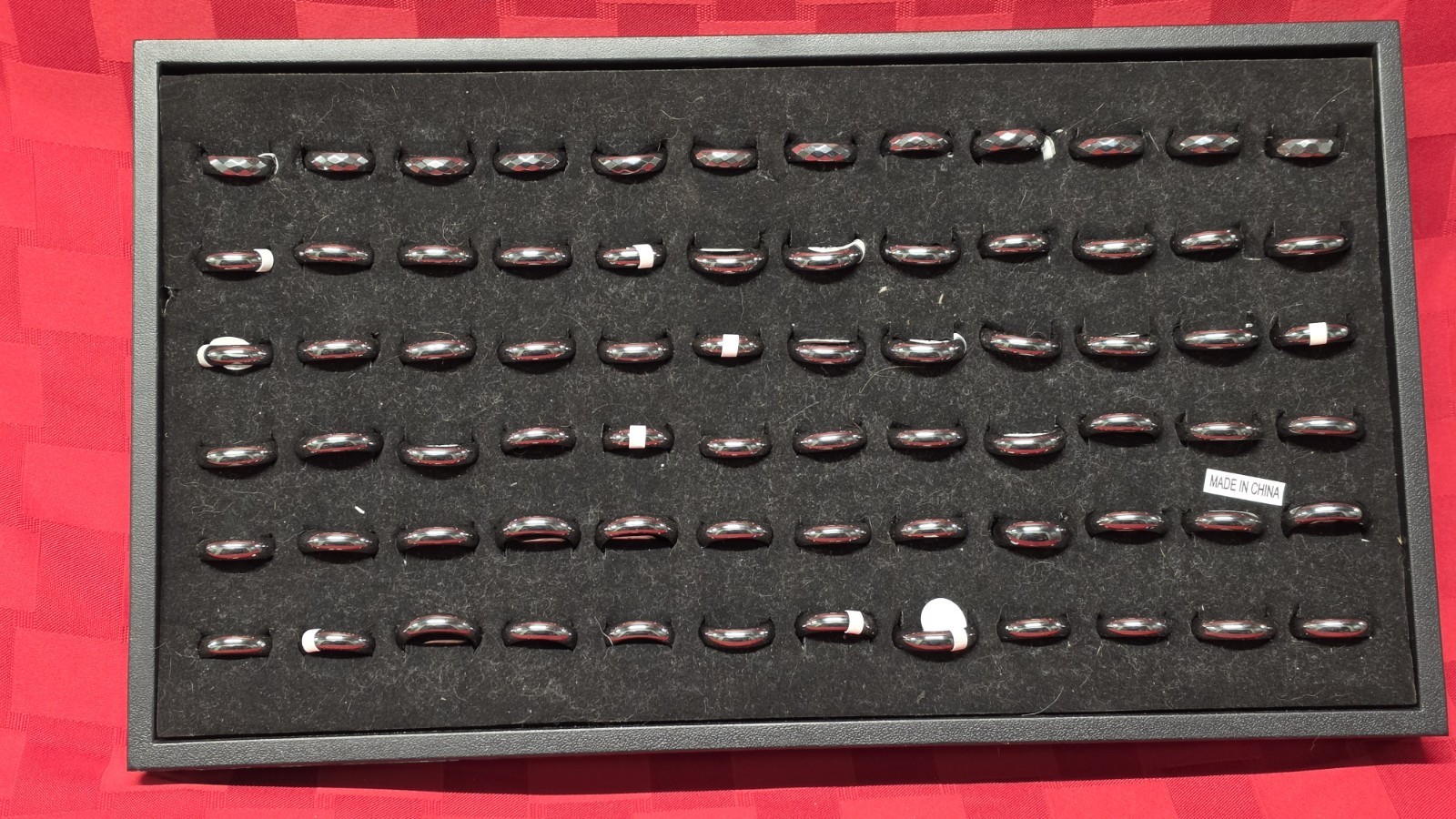 Large Hematite Ring Lot Mixed Sizes 72 Rings Retail Display Tray Wholesale
