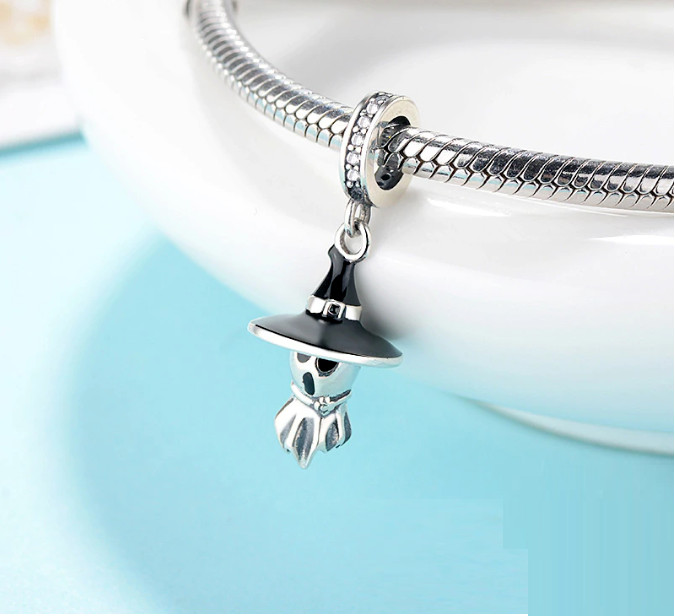 Scary Cute Ghost Witch Charm 925 Sterling Silver – Fits all Charm Bracelets