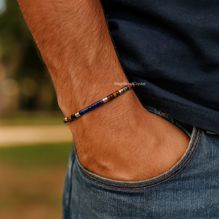 Lapis Lazuli Tiger Eye Hematite Obsidian Multi Stone Protection Healing Bracelet