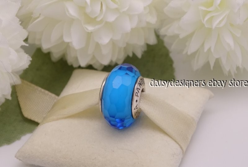 Authentic Pandora Fascinating Aqua Murano Glass Charm 791607 Retired D