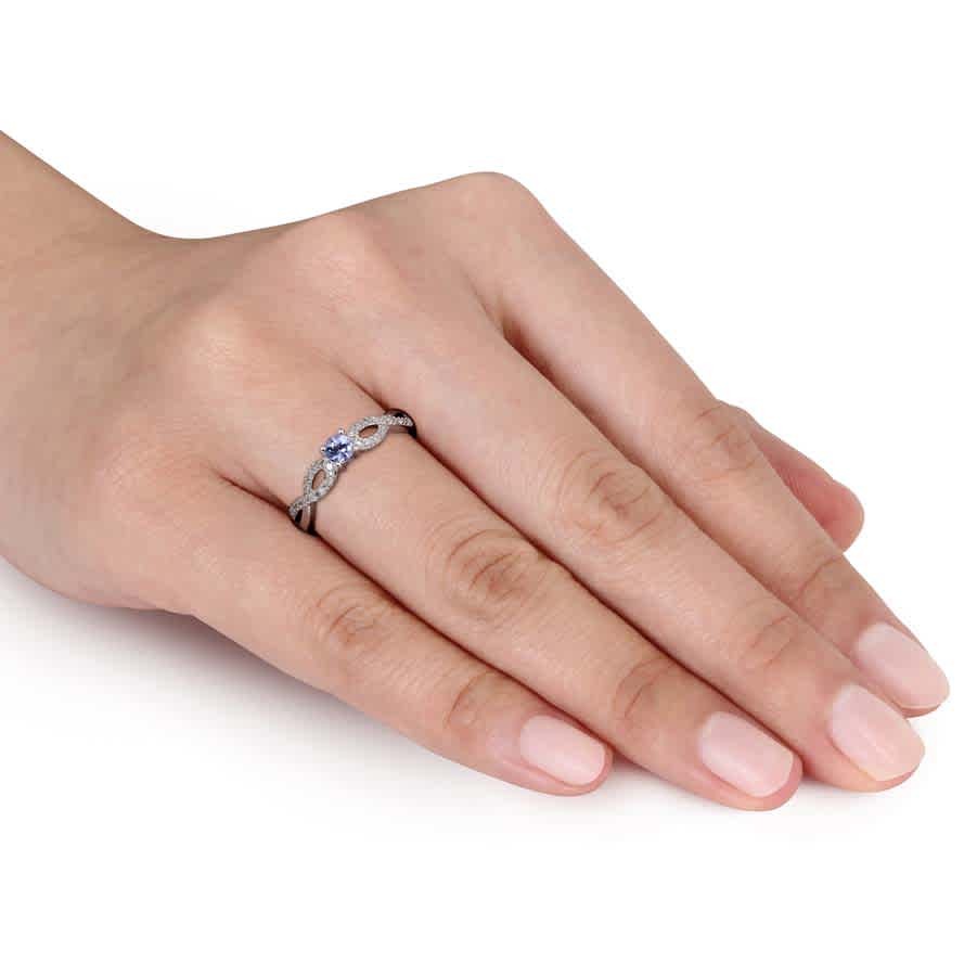 AMOUR 1/10 CT TW Diamond and Tanzanite Infinity Ring In Sterling Silver