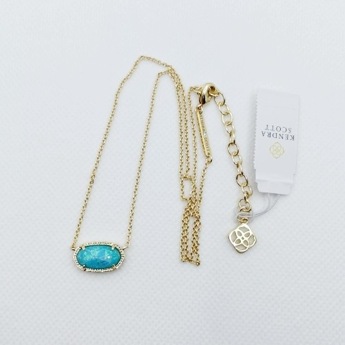 Kendra Scott Elisa Gold Pendant Necklace in Blue Periwinkle Opal